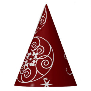 Christmas Party White Ornaments Stars Red Elegant Party Hat