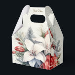 Christmas Party White Red Flowers Holidays Elegant Favour Box<br><div class="desc">Christmas Party White Red Flowers Holidays Elegant Favour Boxes. Unique,  beautiful,  stylish design. Easy to be personalised. Font style,  size and colours can be changed. Matching items available.</div>