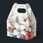Christmas Party White Red Flowers Holidays Elegant Favour Box<br><div class="desc">Christmas Party White Red Flowers Holidays Elegant Favour Boxes. Unique,  beautiful,  stylish design. Easy to be personalised. Font style,  size and colours can be changed. Matching items available.</div>