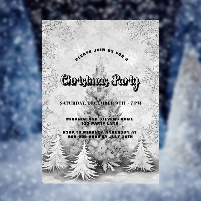 Christmas party white silver snowflakes luxury invitation (Creator Uploaded)