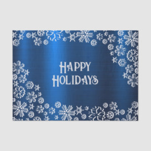 Christmas Party White Snowflakes Navy Blue Tissue Paper
