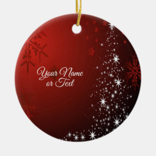 Christmas Party White Stars Tree Red Snowflakes Ceramic Tree Decoration