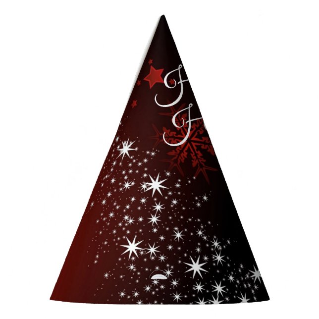 Christmas Party White Stars Tree Red Snowflakes Hat (Left)