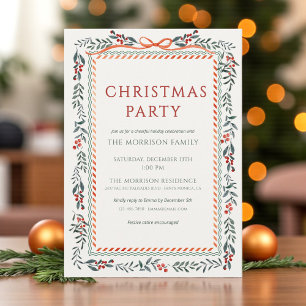 Christmas Party Winter Botanical Holiday Invitation
