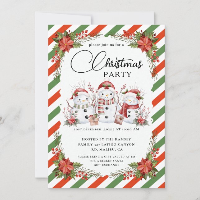 Christmas Party Winter Botanical Invitation (Front)