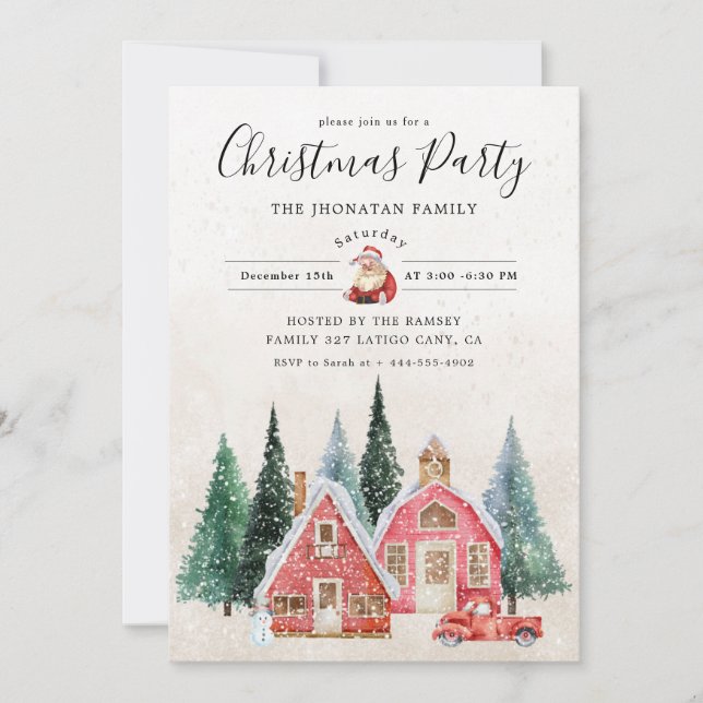 Christmas Party Winter Botanical Invitation (Front)