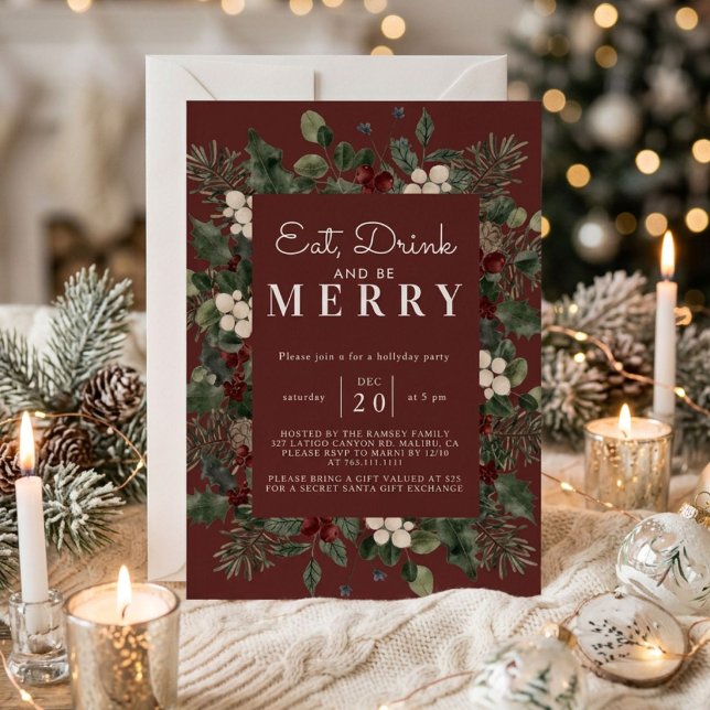Christmas Party Winter Botanical  Invitation (Creator Uploaded)