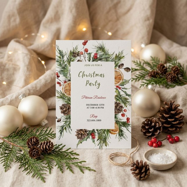 Christmas Party Winter Botanical Invitation (Creator Uploaded)
