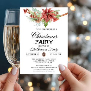 Christmas Party Winter Botanical Invitation