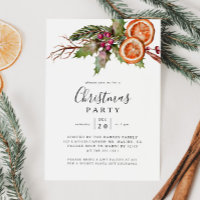 Christmas Party Winter Botanical Invitation