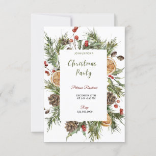 Christmas Party Winter Botanical Invitation