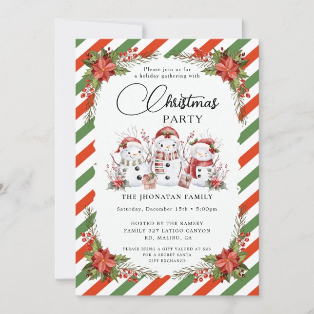 Christmas Party Winter Botanical Invitation (Front)