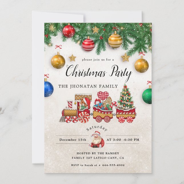 Christmas Party Winter Botanical Invitation (Front)