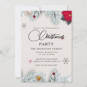 Christmas Party Winter Botanical Invitation