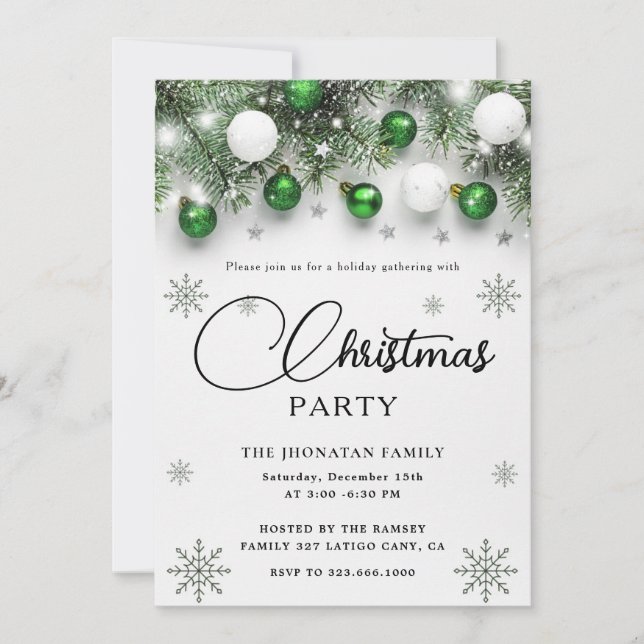 Christmas Party Winter Botanical Invitation (Front)