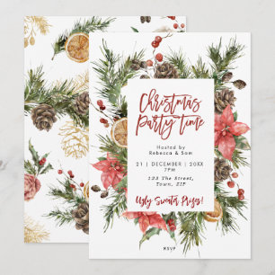 Christmas party winter foliage invitation