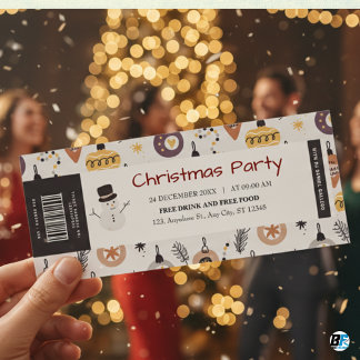 Christmas Party with Barcode & DJ Name, Entry Pass Invitation