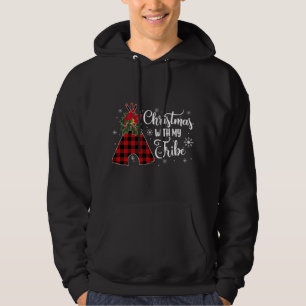 Christmas Party With My Tribe Buffalo Plaid Family Hoodie
