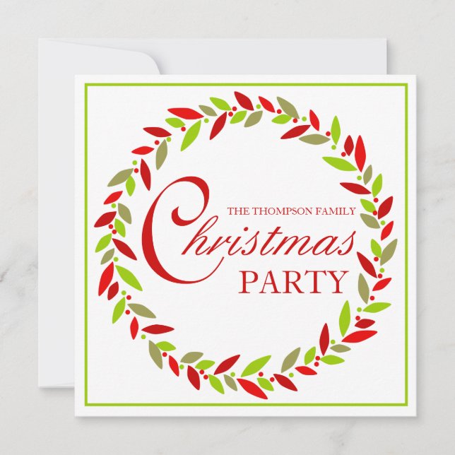 Christmas Party Wreath Invitation (Front)