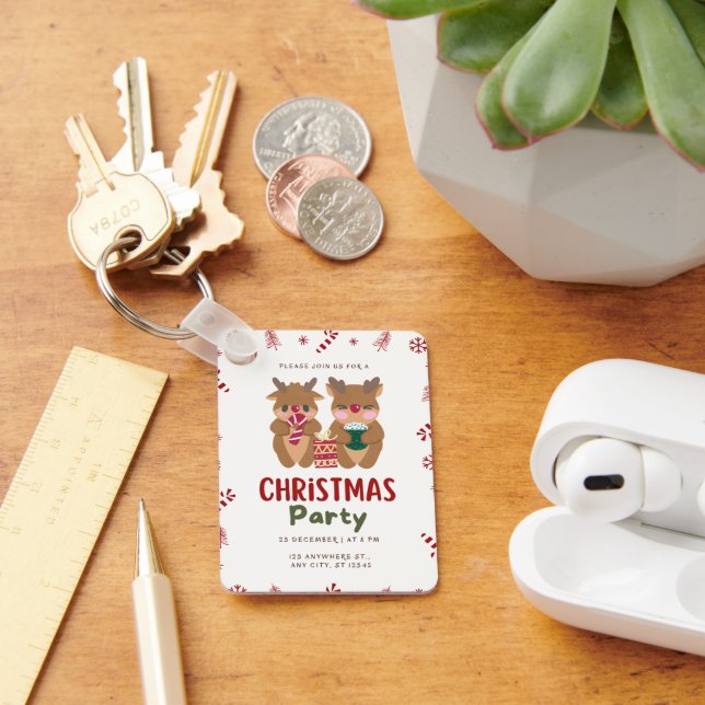 Christmas Pary 25 December At 8 PM Keychain (Desk)