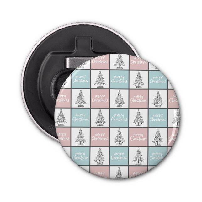 Christmas Pastel Blue and Pink Modern Pattern Bottle Opener (Front)