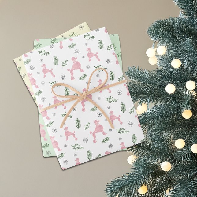 Christmas Pastel Pink Poodle Gift Wrapping Paper (Creator Uploaded)