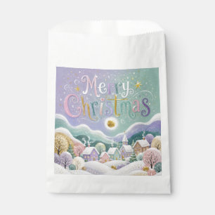 Christmas Pastel Winter Village Snow Houses Favour Bags