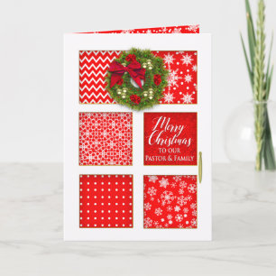 Christmas, Pastor, Red Panels Door with Wreath Card
