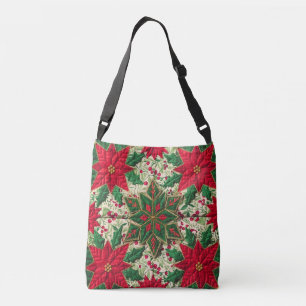 Christmas Patchwork Green & Red Floral Snowflake Crossbody Bag
