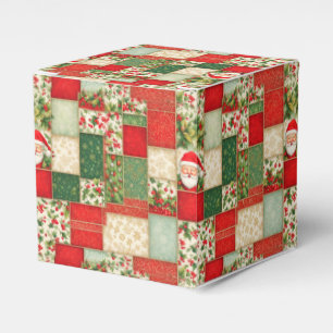 Christmas Patchwork in Red and Green Favour Box