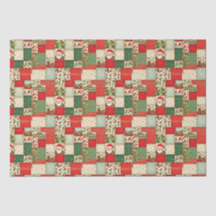 Christmas Patchwork in Red and Green Tissue Paper