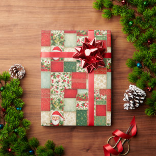 Christmas Patchwork in Red and Green Wrapping Paper