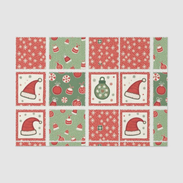 Christmas Patchwork Quilt Tissue Paper (Front)