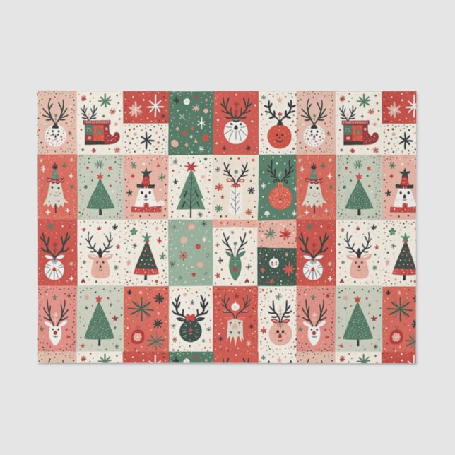 Christmas Patchwork Quilt Tissue Paper (Front)