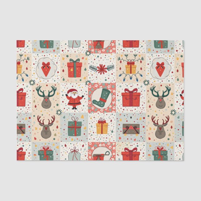 Christmas Patchwork Quilt Tissue Paper (Front)