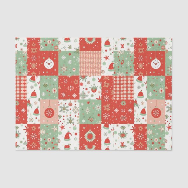 Christmas Patchwork Quilt Tissue Paper (Front)