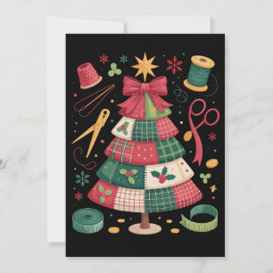 Christmas Patchwork Quilt Tree Sewing Quilter Xmas Invitation