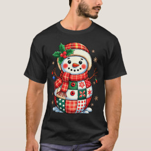 Christmas Patchwork Snowman - Quilted Holiday Aest T-Shirt