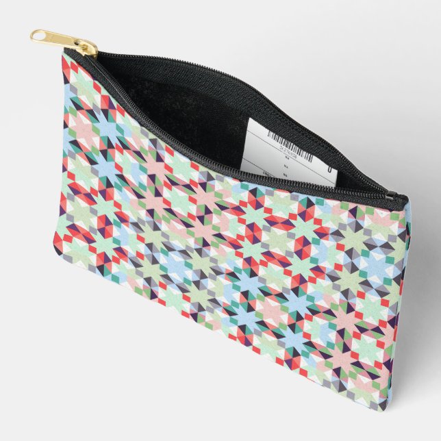 Christmas patchwork star  accessory pouch (Open)
