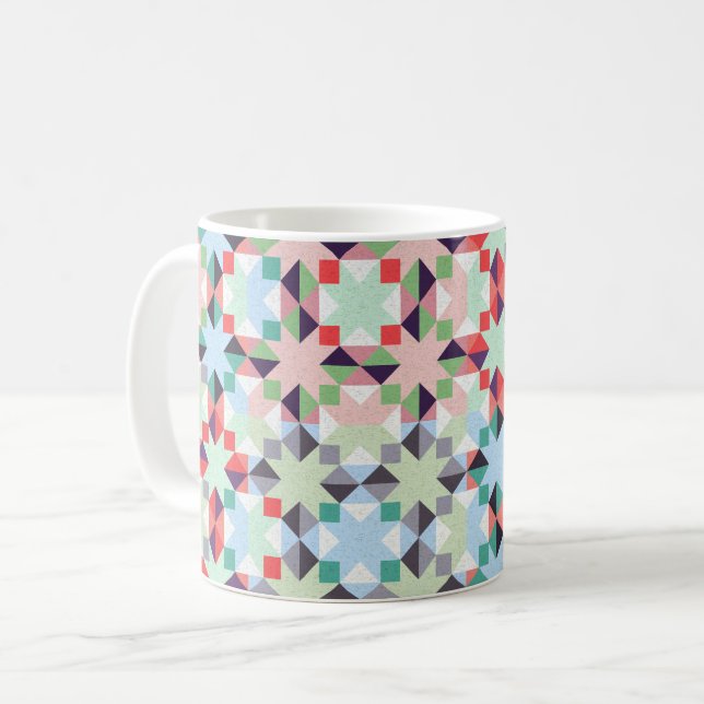 Christmas patchwork star  coffee mug (Front Left)