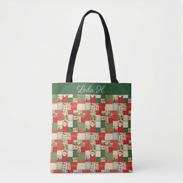 Christmas Patchwork Tote Bag (Front)