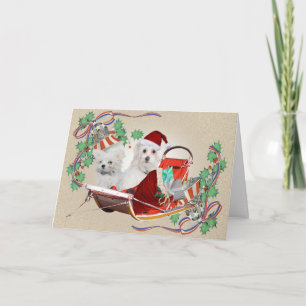 Christmas patriotic bell Maltese Holiday Card