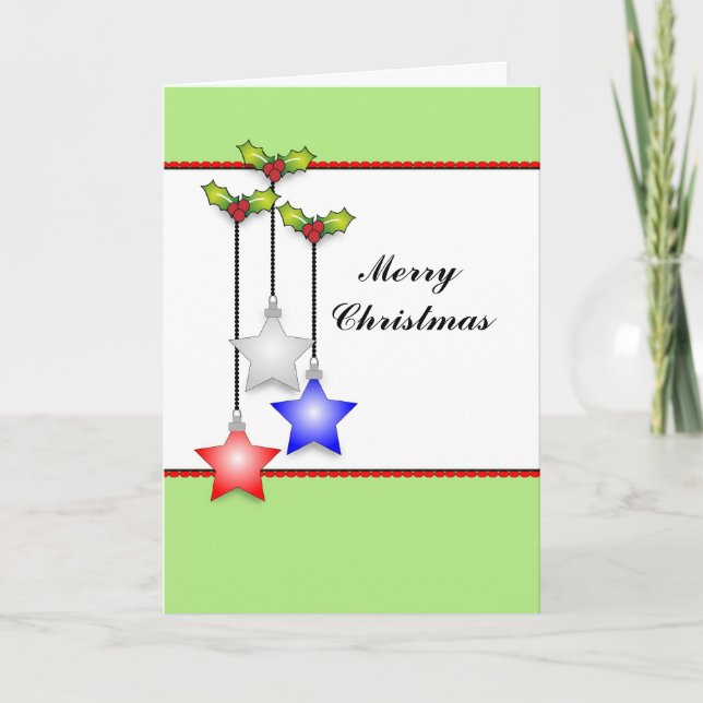 Christmas Patriotic Ornaments, Merry Christmas Holiday Card (Front)