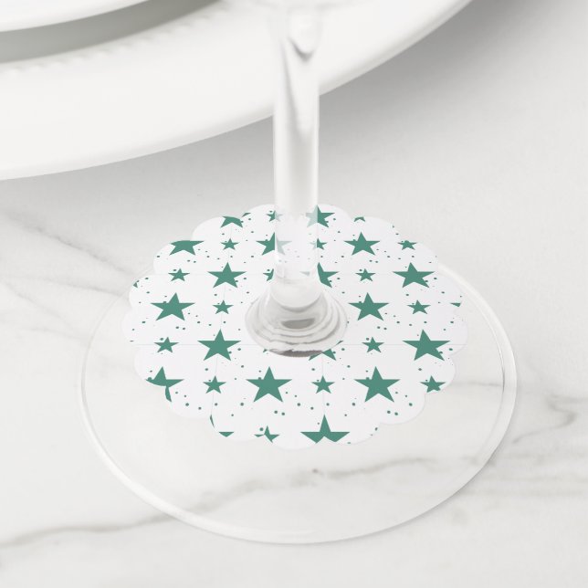 Christmas Pattern 123 Wine Glass Tag (Close Up)