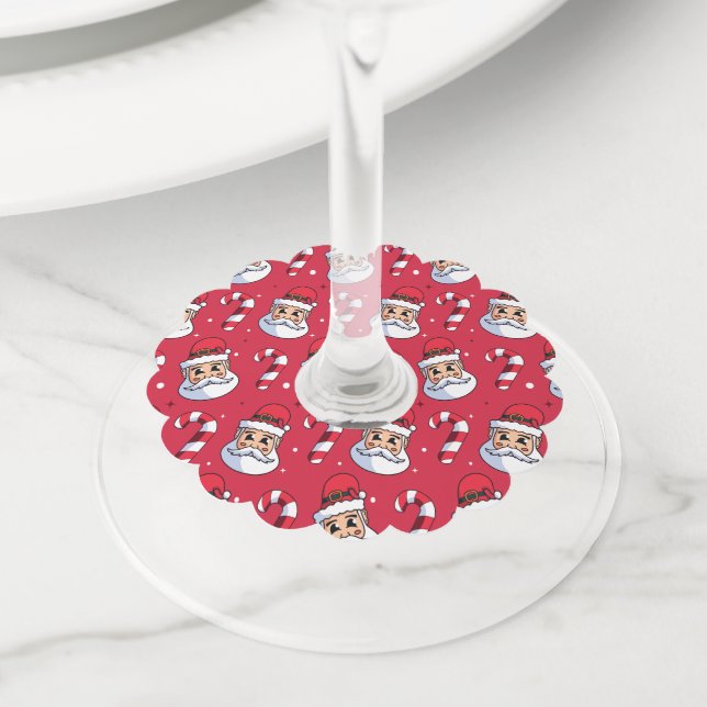 Christmas Pattern 89 Wine Glass Tag (Close Up)