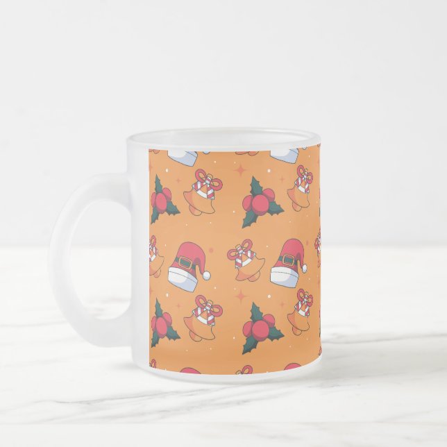 Christmas Pattern 90 Frosted Glass Coffee Mug (Left)