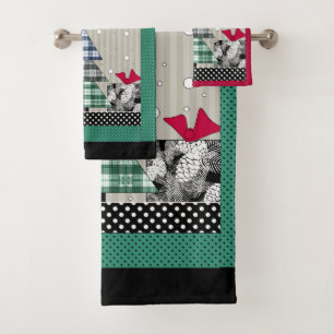 Christmas pattern, applique, new year, christmas  bath towel set