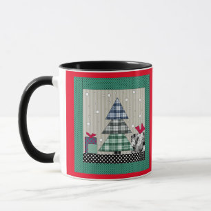 Christmas pattern, applique, new year, christmas mug