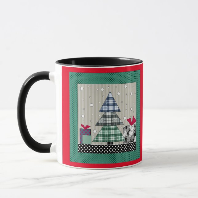 Christmas pattern, applique, new year, christmas  mug (Left)