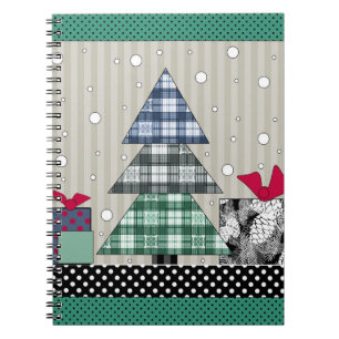 Christmas pattern, applique, new year, christmas  notebook